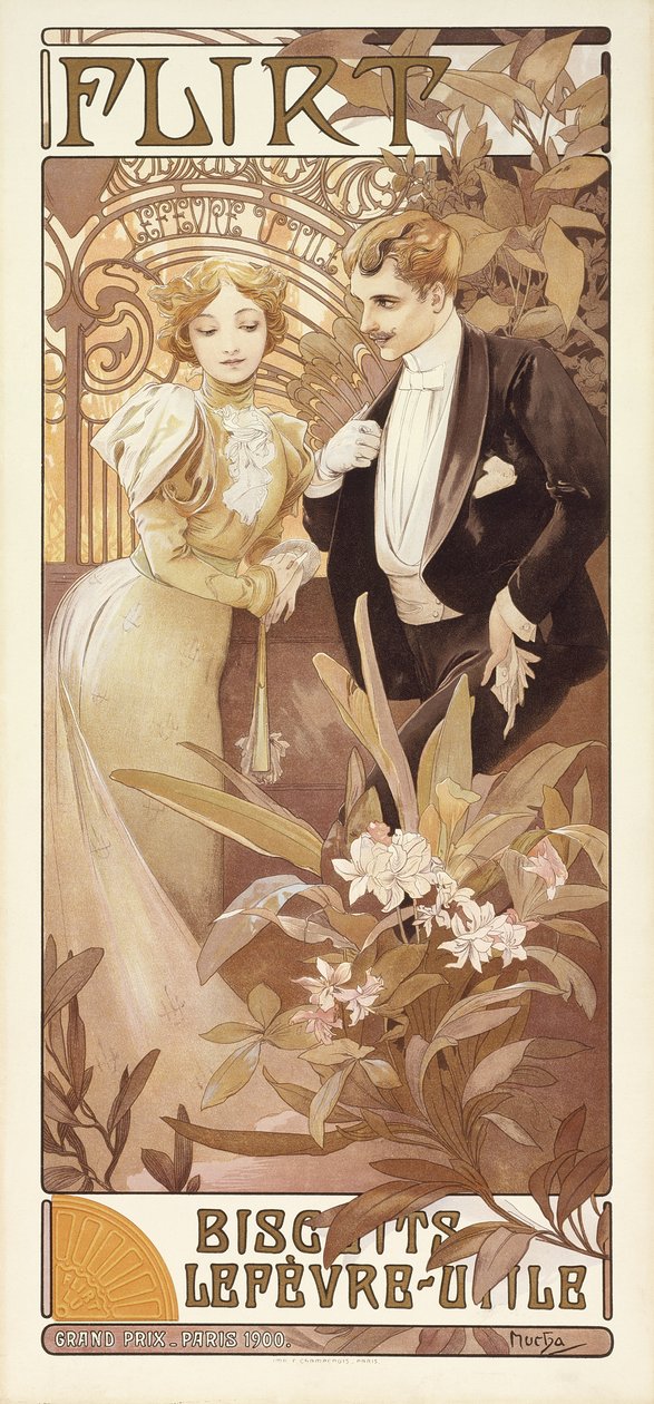 Flirt by Alphonse Mucha