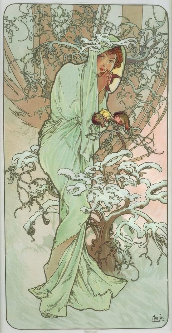 Winter by Alphonse Mucha