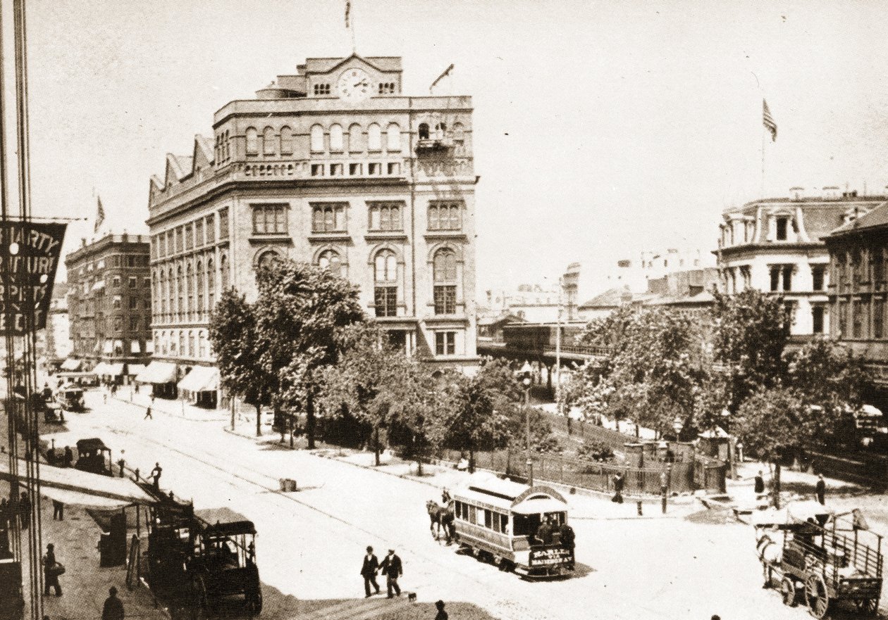 Cooper Park and the Cooper Union Building, New York City, 1893 by American Photographer