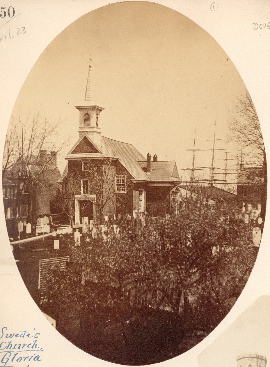 Gloria Dei (Old Swedes) Church, Swanson Street near Christian, Philadelphia, PA, 1854 by American Photographer