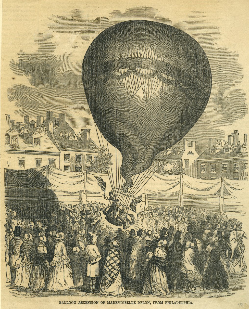 Balloon Ascension of Mademoiselle Delon, From Philadelphia by American School