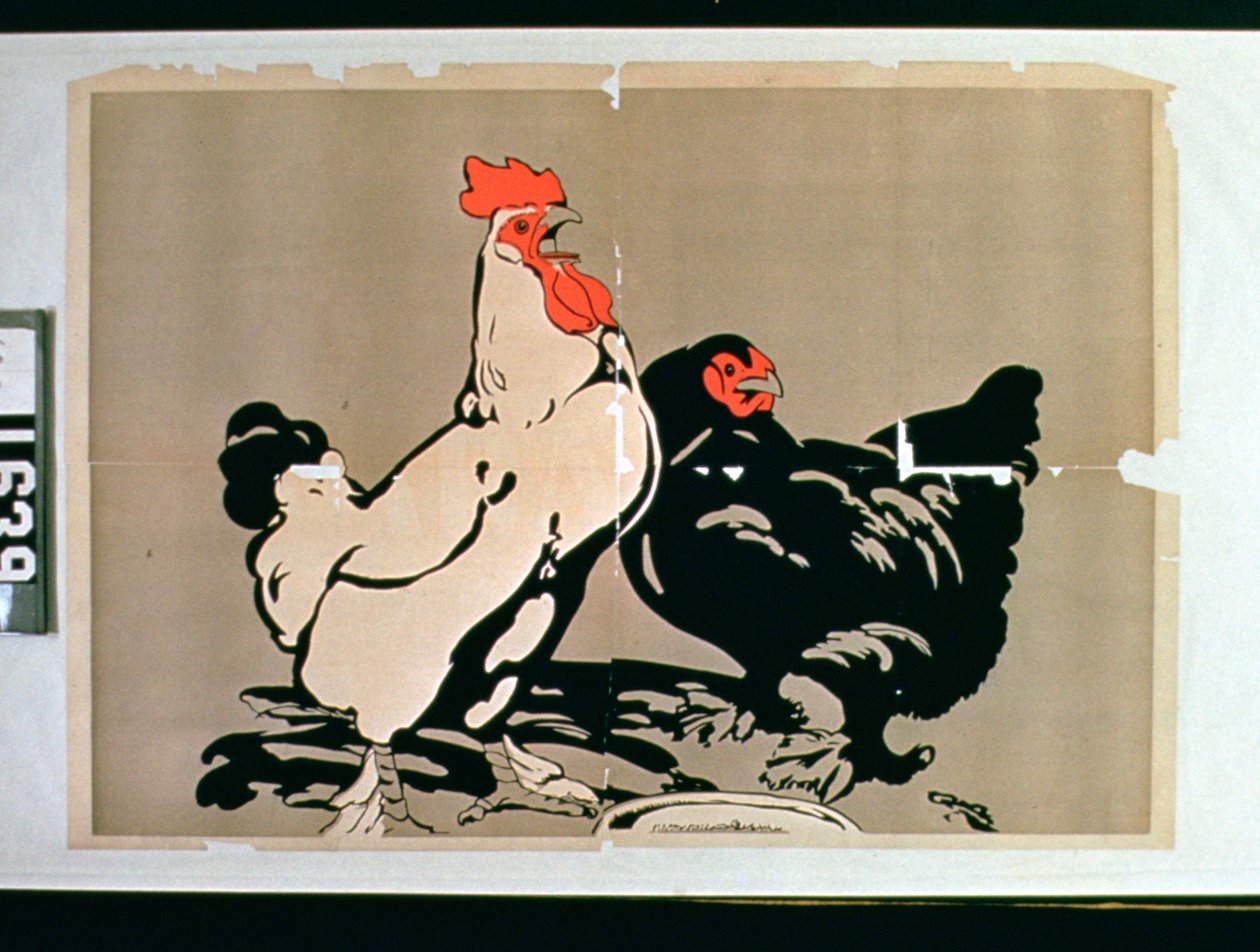 Cockerel and Hen by American School