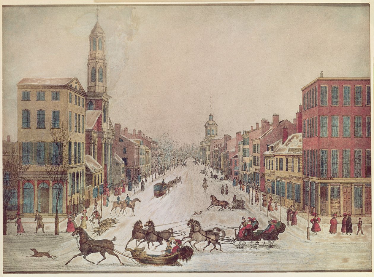 Winter on Wall Street, 1834 by American School