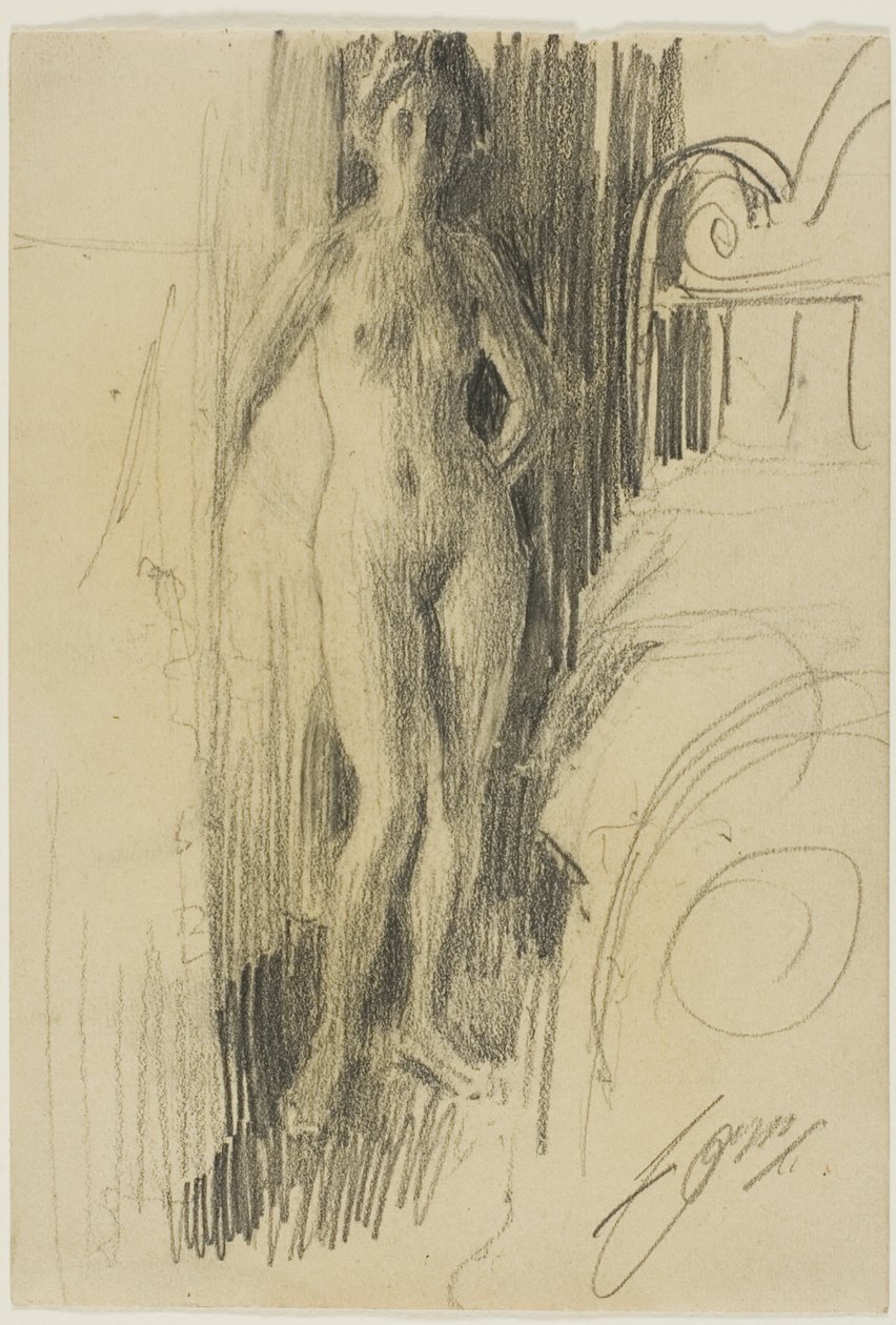 Nude Figure Standing Near a Bed by Anders Leonard Zorn