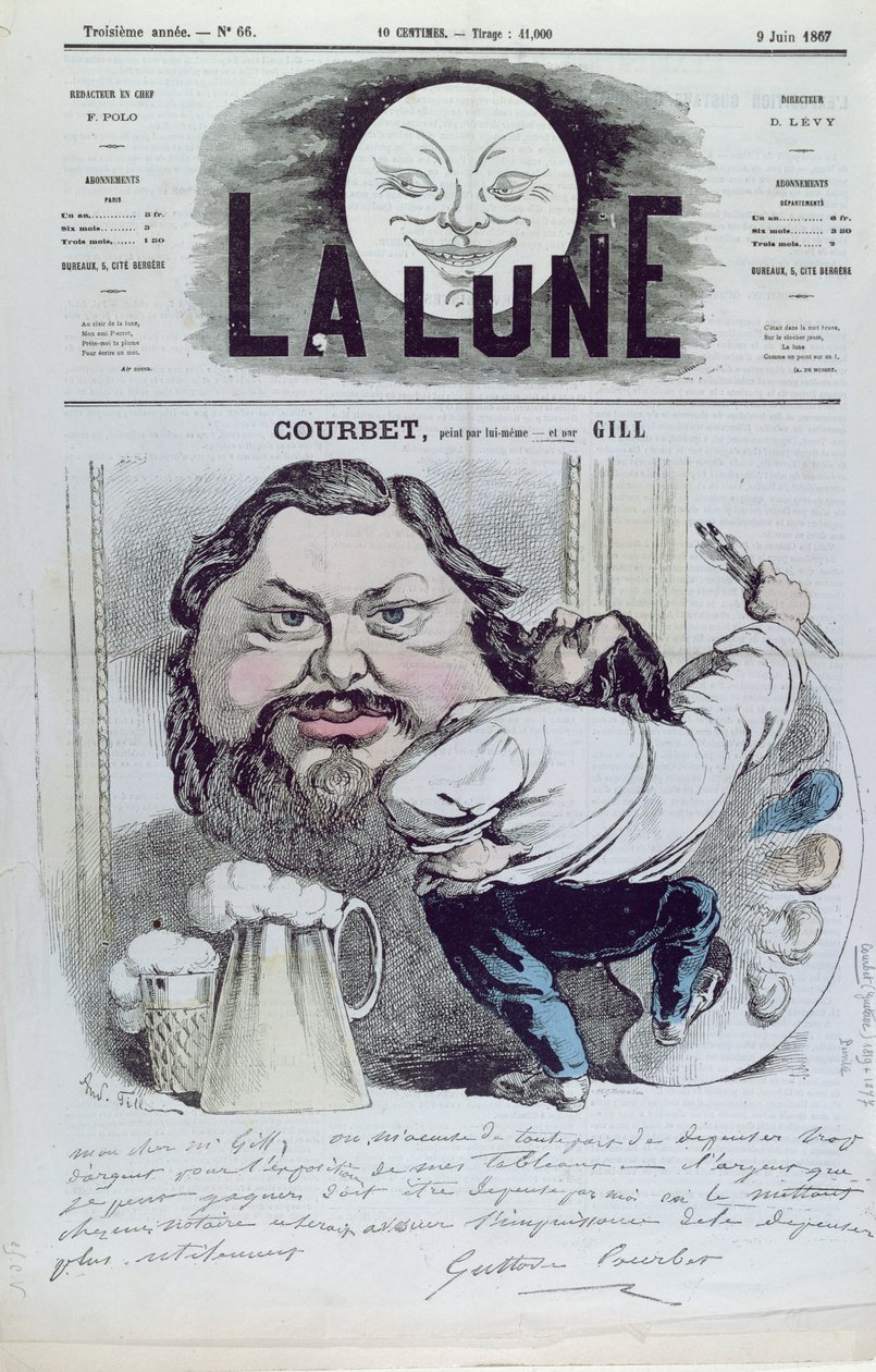 Gustave Courbet in front of his self portrait, cover illustration from 