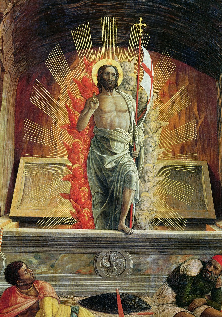 The Resurrection, right hand predella panel from the Altarpiece of St. Zeno of Verona, 1456-60 (detail) by Andrea Mantegna