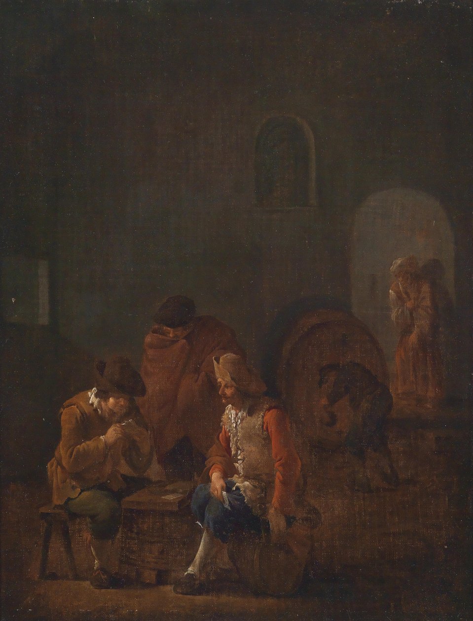 Peasants Playing Cards and Drinking in a Cellar Vault by Andries Both