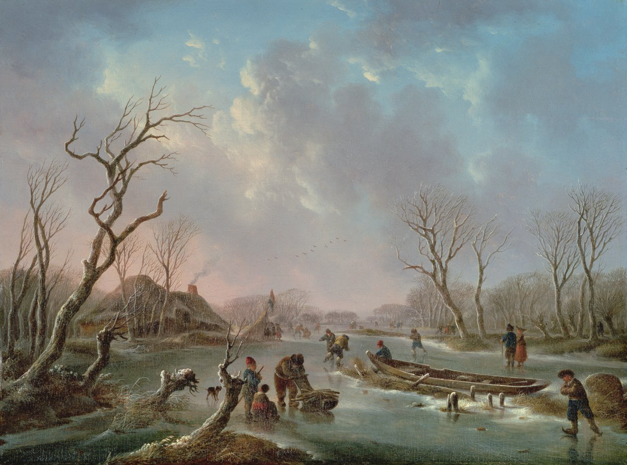 Skaters on a Frozen River by Andries Vermeulen