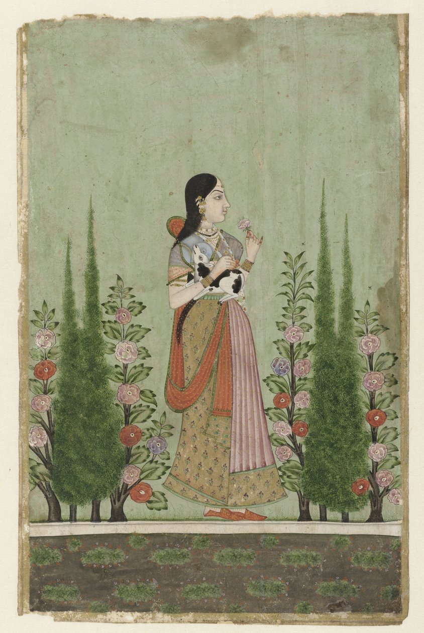Girl Holding a Calf by Anonymous
