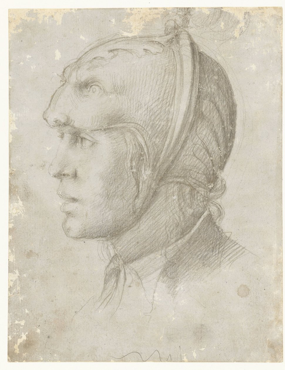 Head of a Man with Helmet by Anonymous