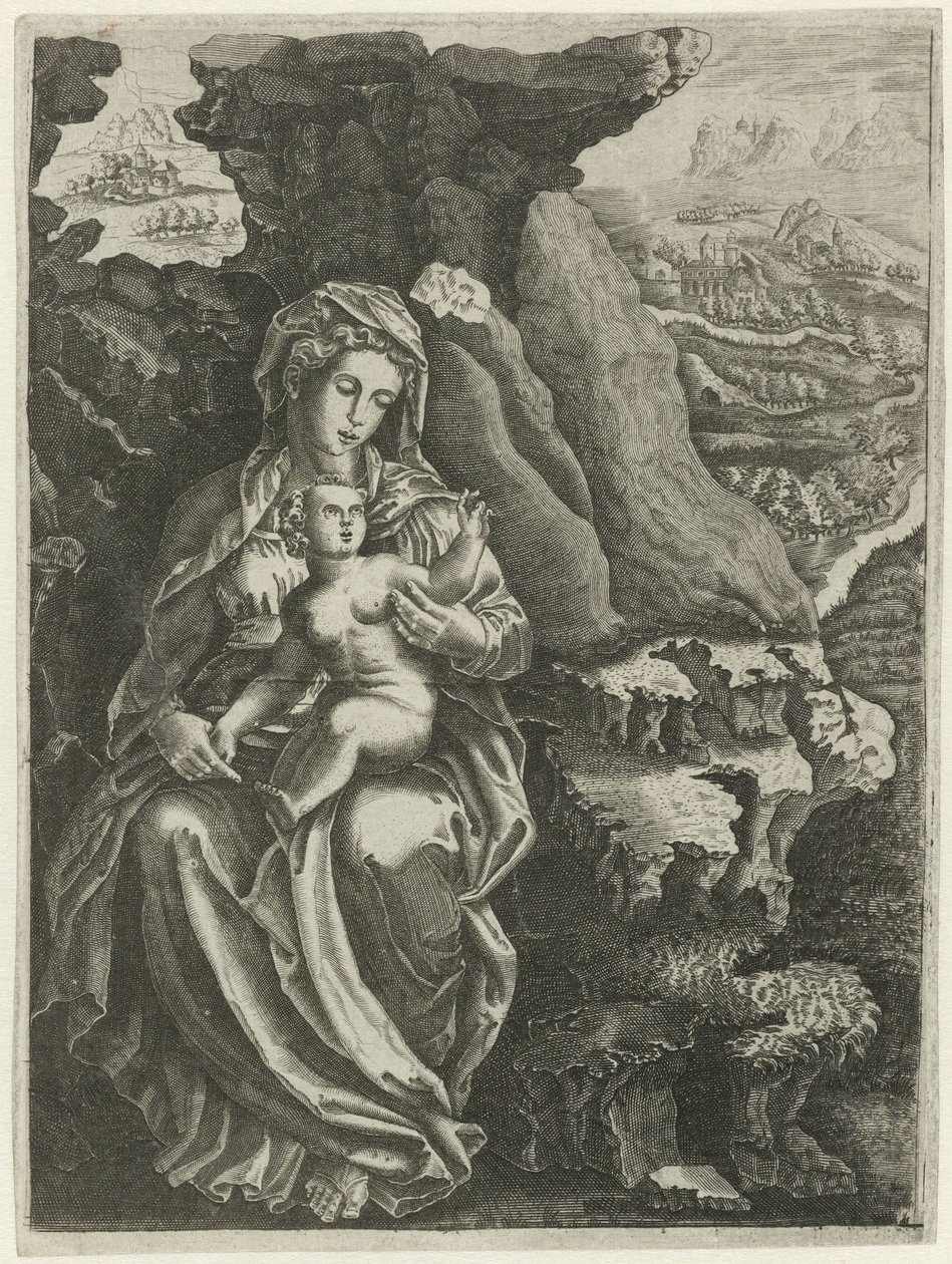 Mary with Child in a Rocky Landscape by Anonymous