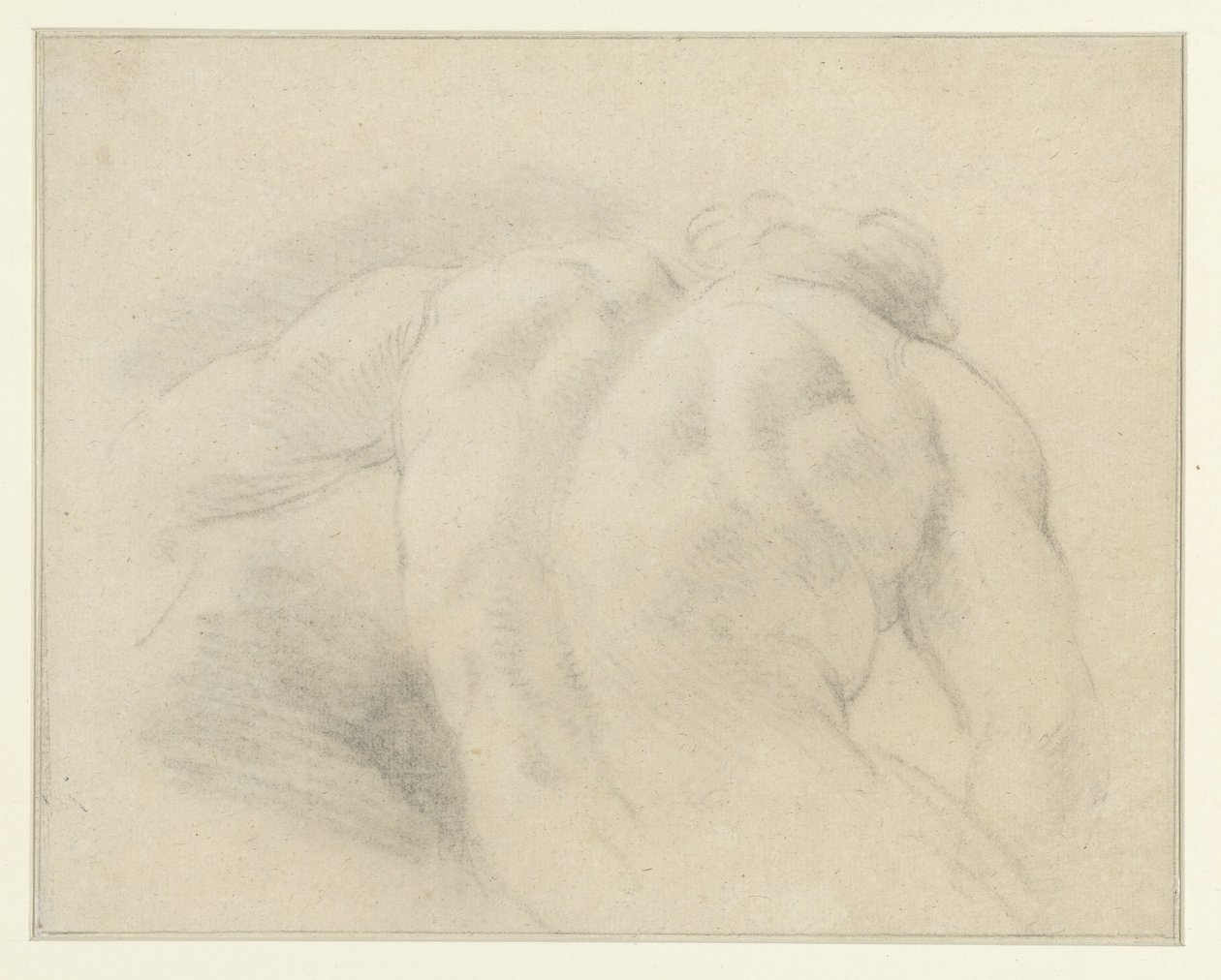 Back Study of a Male Nude Figure by Anonymous