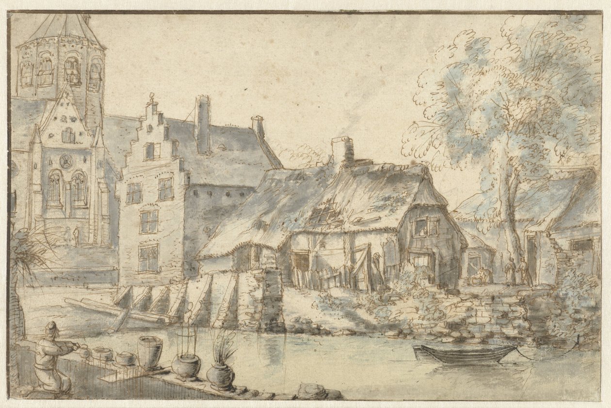 Cityscape with a Large Church by Anonymous