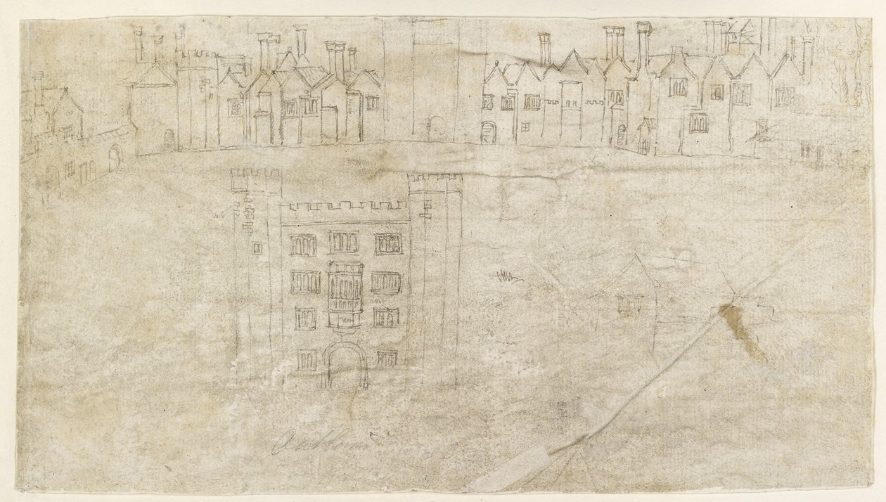 Buildings along the South front of Oatlands Palace by Anthonis van den Wyngaerde