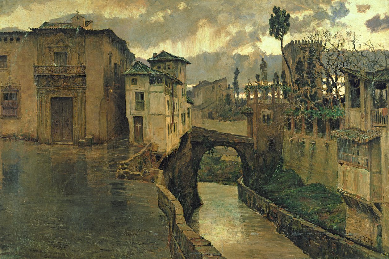 Street Scene in Granada by Antonio Munoz Degrain