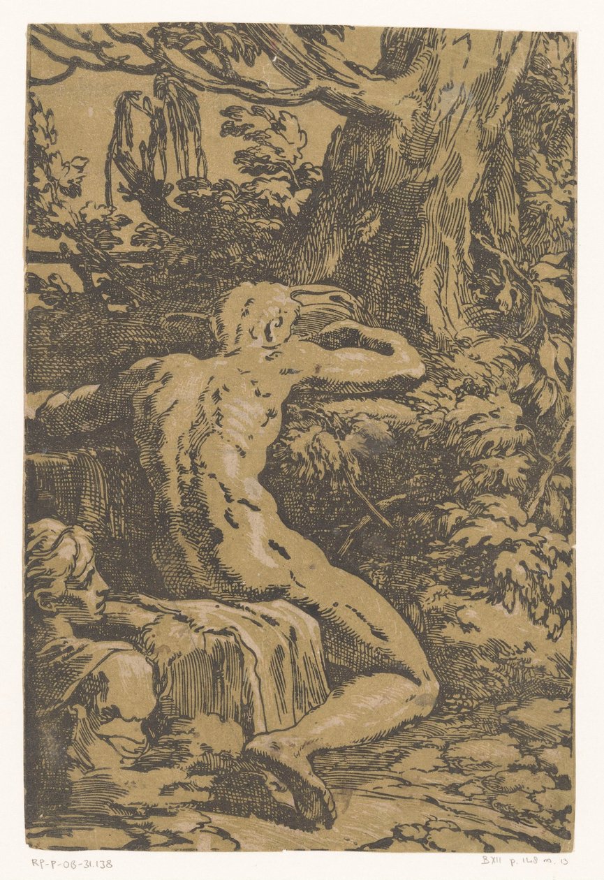 Naked Man in a Landscape by Antonio da Trento