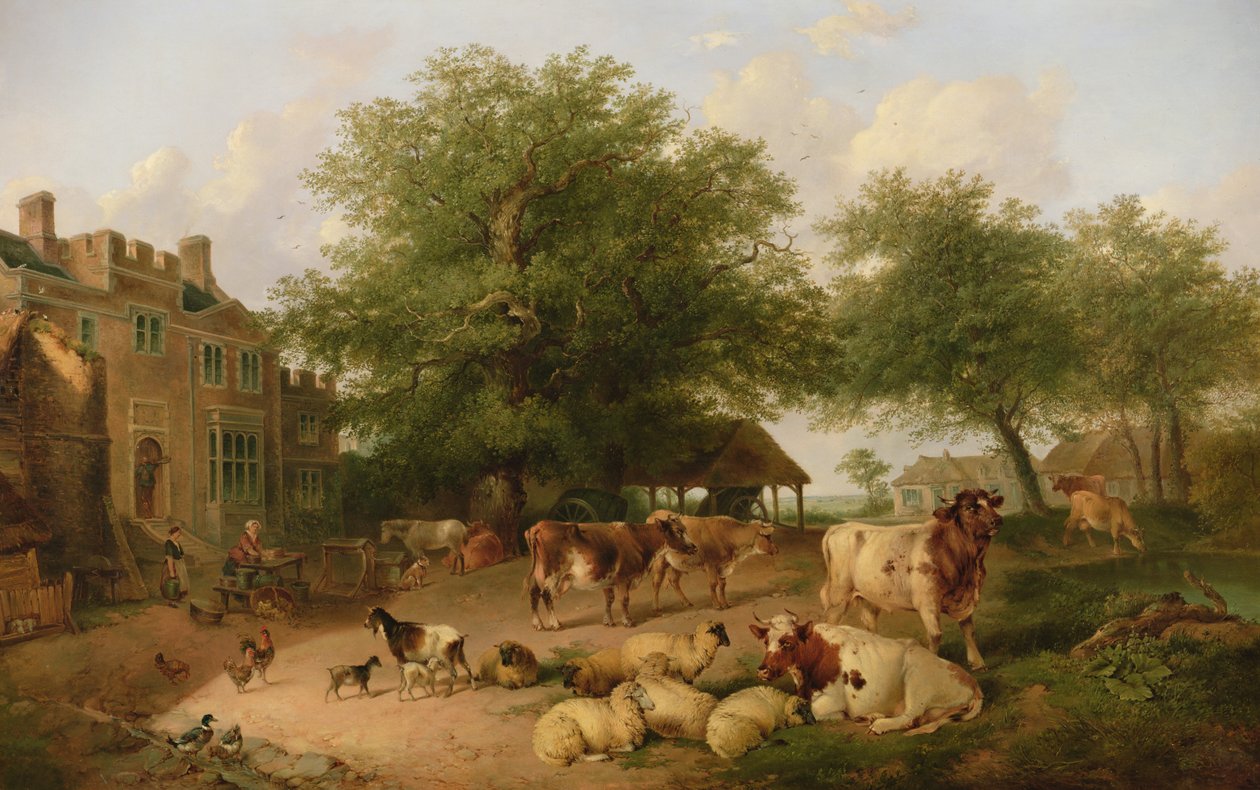 Farmyard scene by Antonius Josephus Madlener