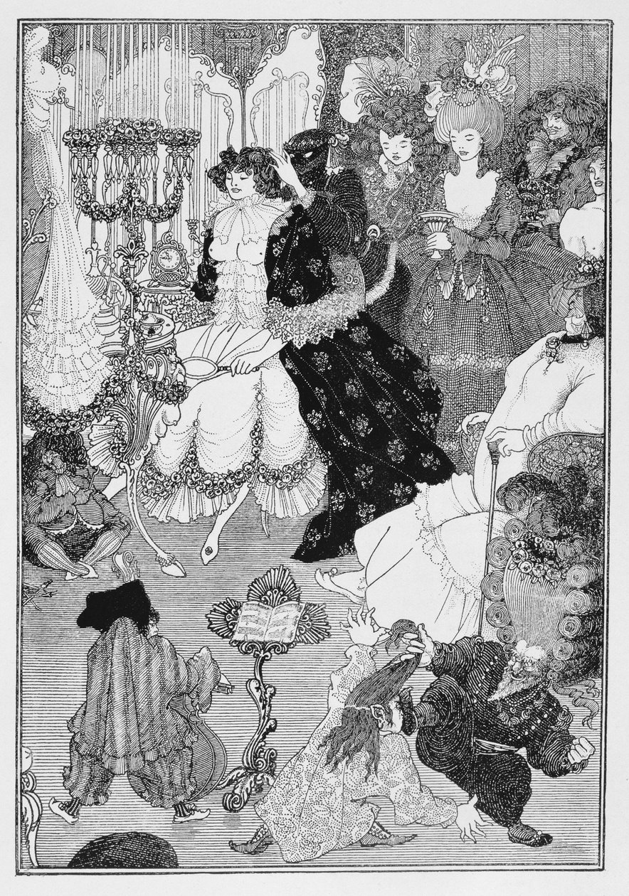 Illustration, probably from The Battle of the Beaux and the Belles by Aubrey Beardsley