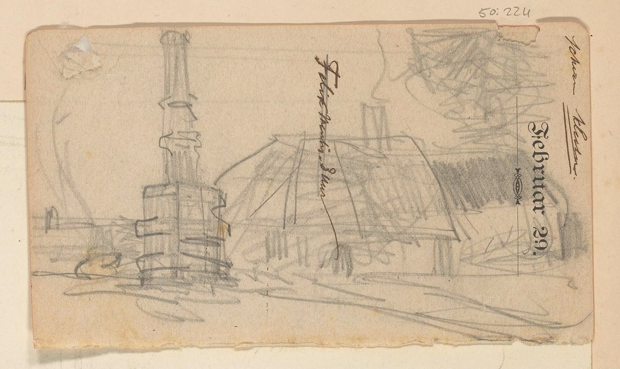 Village Scene by a Monument by August Allebe