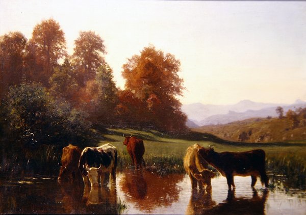 Cattle Watering by Auguste Francois Bonheur