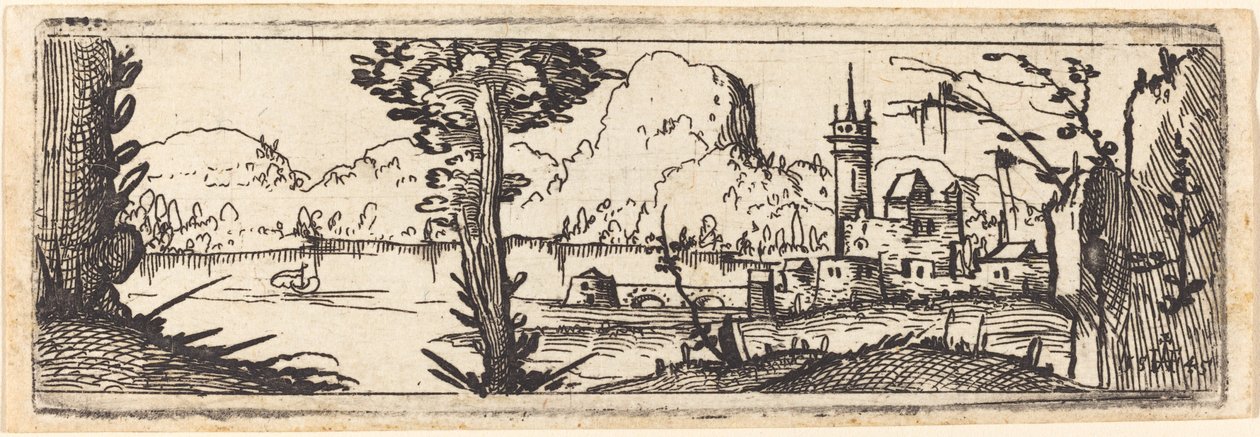 Landscape with Lake and Town by Augustin Hirschvogel