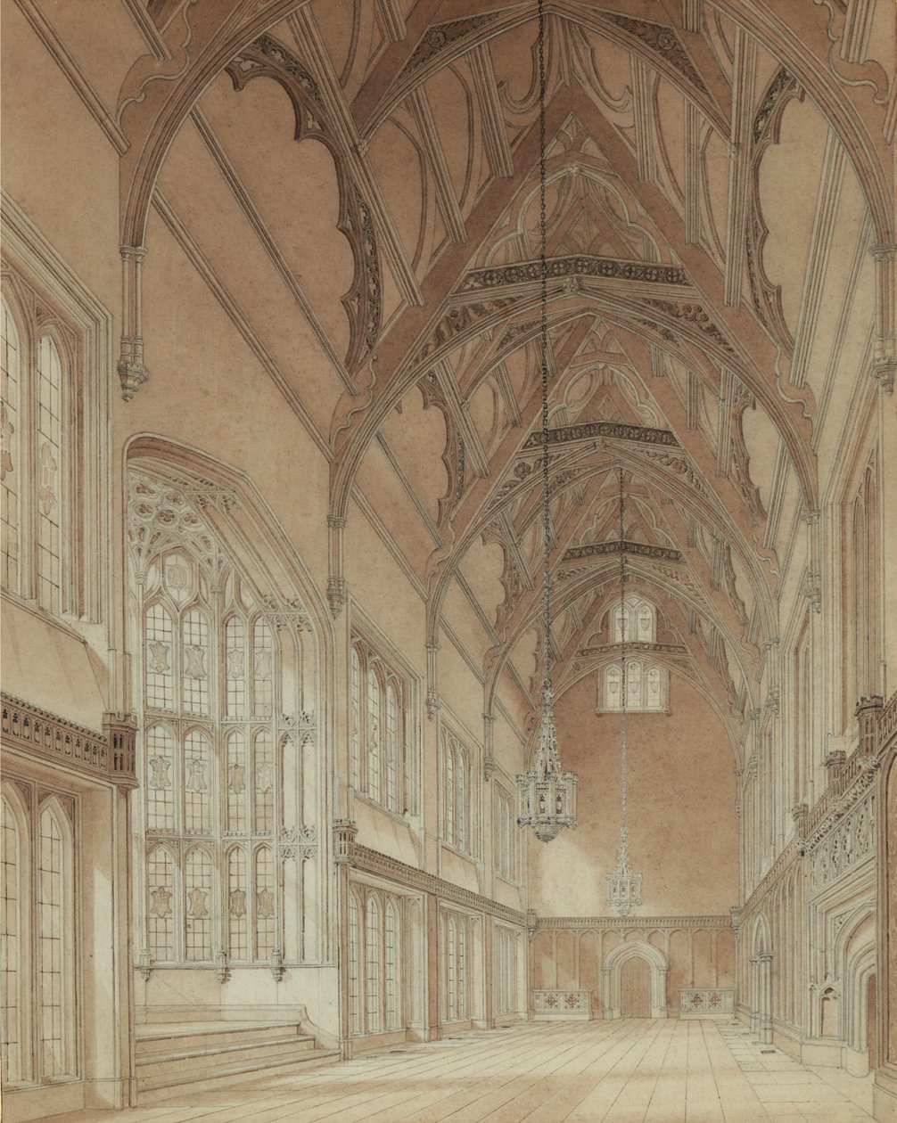 Interior of a College Hall by Augustus Welby Pugin