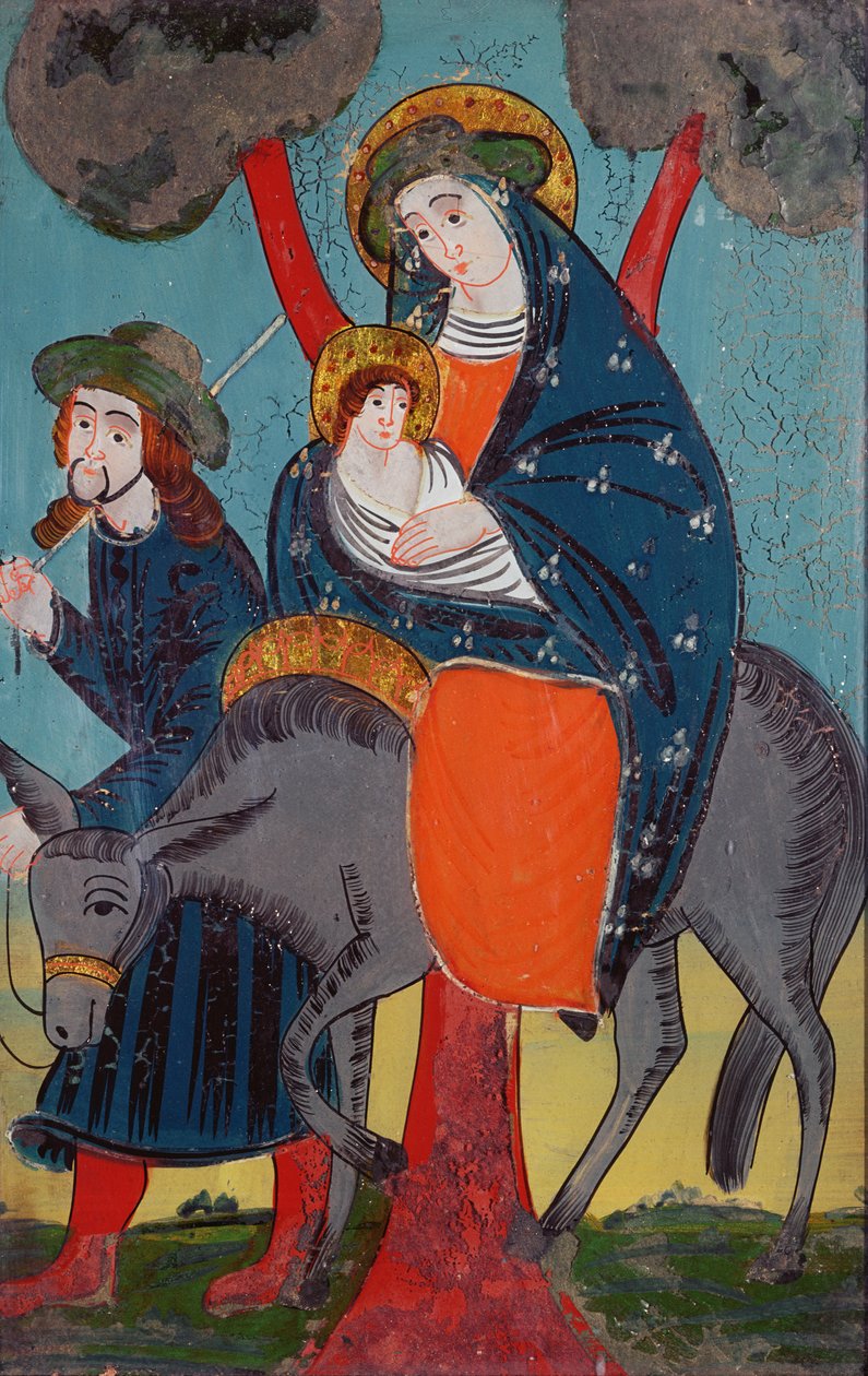 The Flight into Egypt (glass painting) by Austrian School