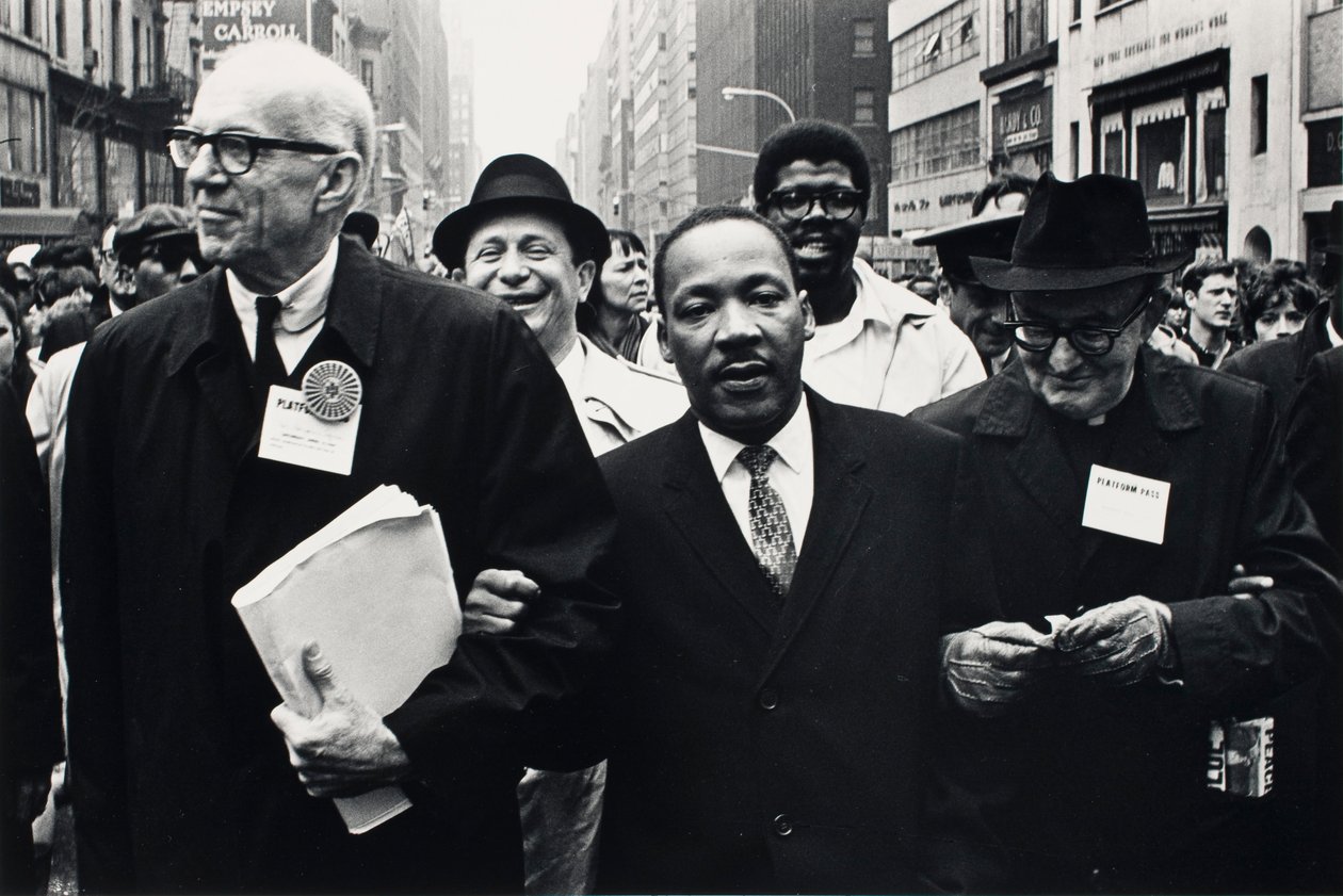 Dr. Benjamin Spock, Dr. King and Monsignor Rice of Pittsburgh March in the Solidarity Day Parade by Benedict J. Fernandez