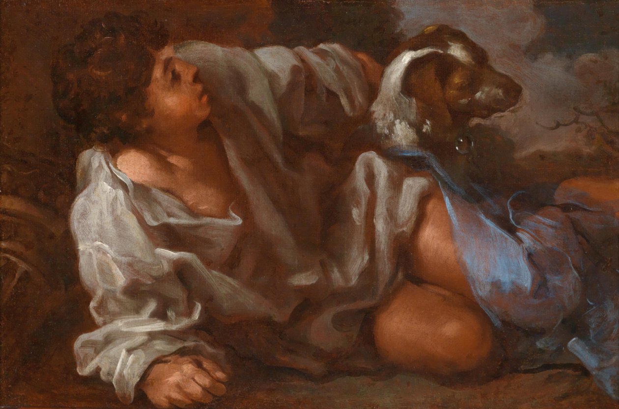 Boy with Dog by Bernhard Keil