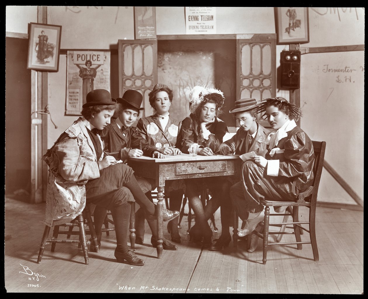 A Scene from an Amateur Production of a Play Titled When Mr. Shakespeare Comes to Town Presented at Barnard College, New York by Byron Company