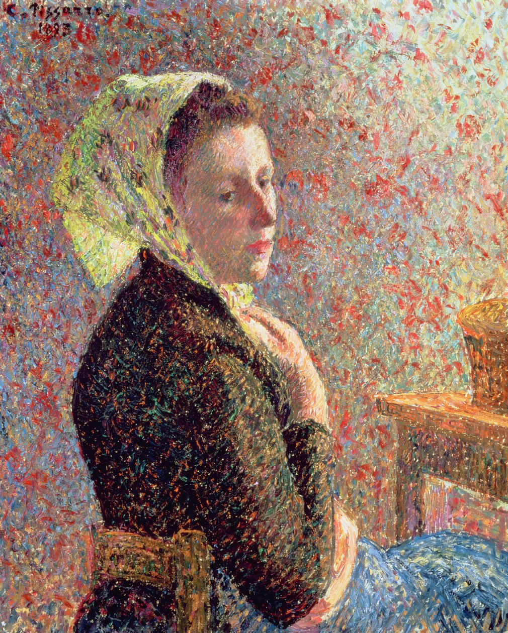 Woman wearing a green headscarf, 1893 by Camille Jacob Pissarro