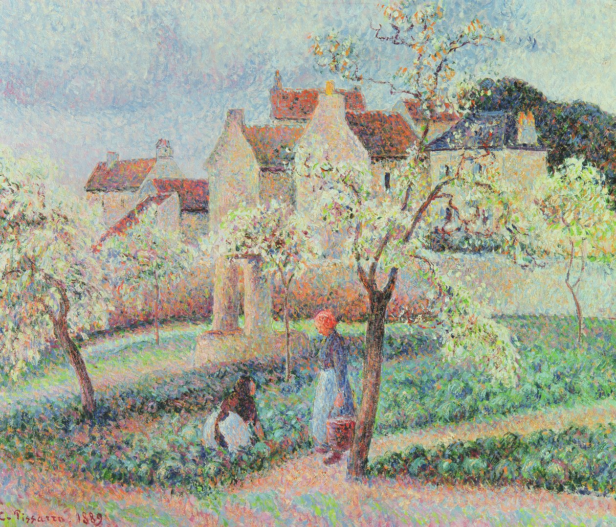 Plum Trees in Flower by Camille Jacob Pissarro