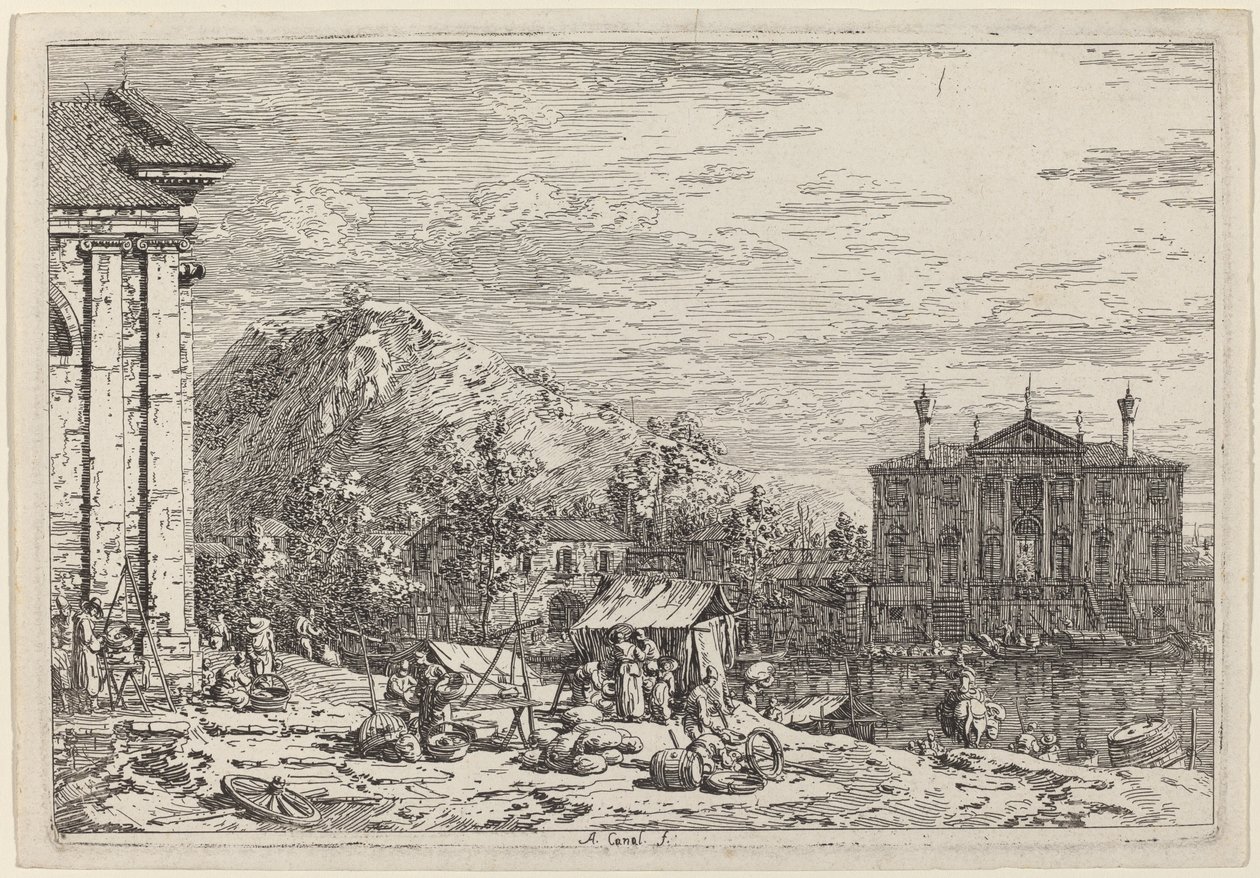 The Market at Dolo by Canaletto