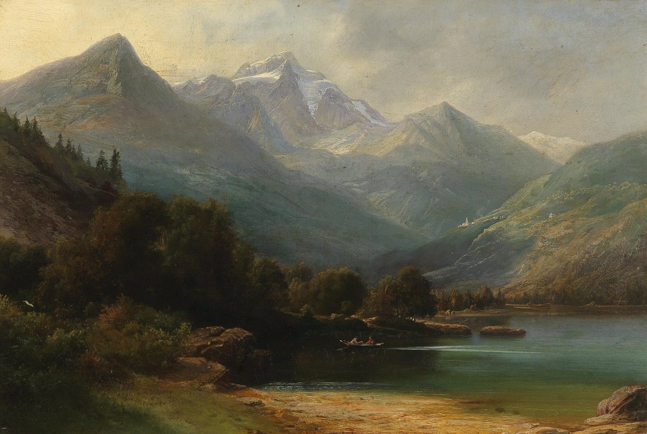 View of the Lago di Poschiavo with the Bernina Range by Carl Friedrich Seiffert