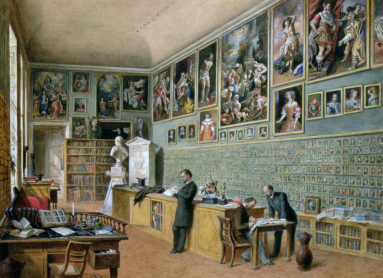 The Library, in use as an office of the Ambraser Gallery in the Lower Belvedere, 1879 by Carl Goebel