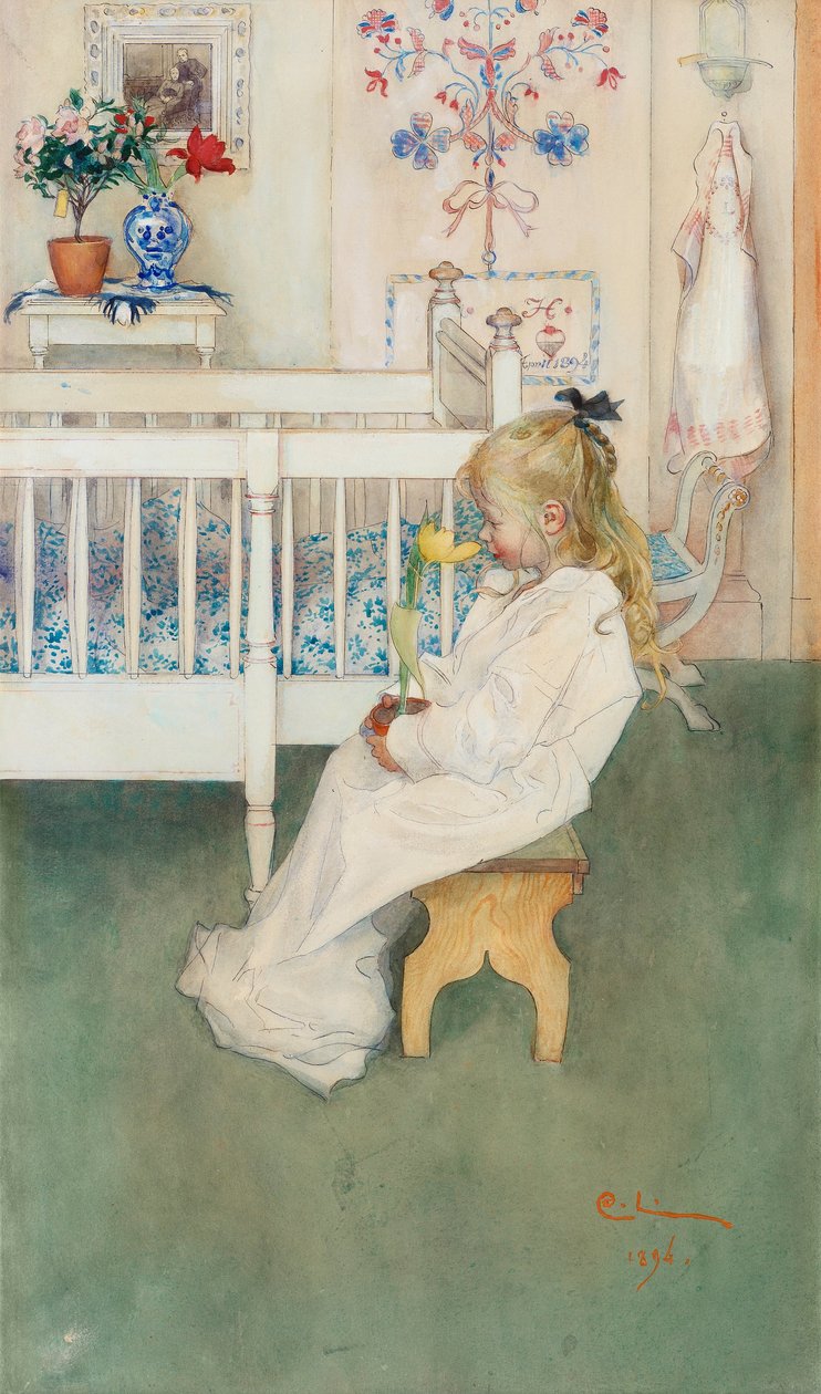 Lisbeth with Yellow Tulip by Carl Larsson