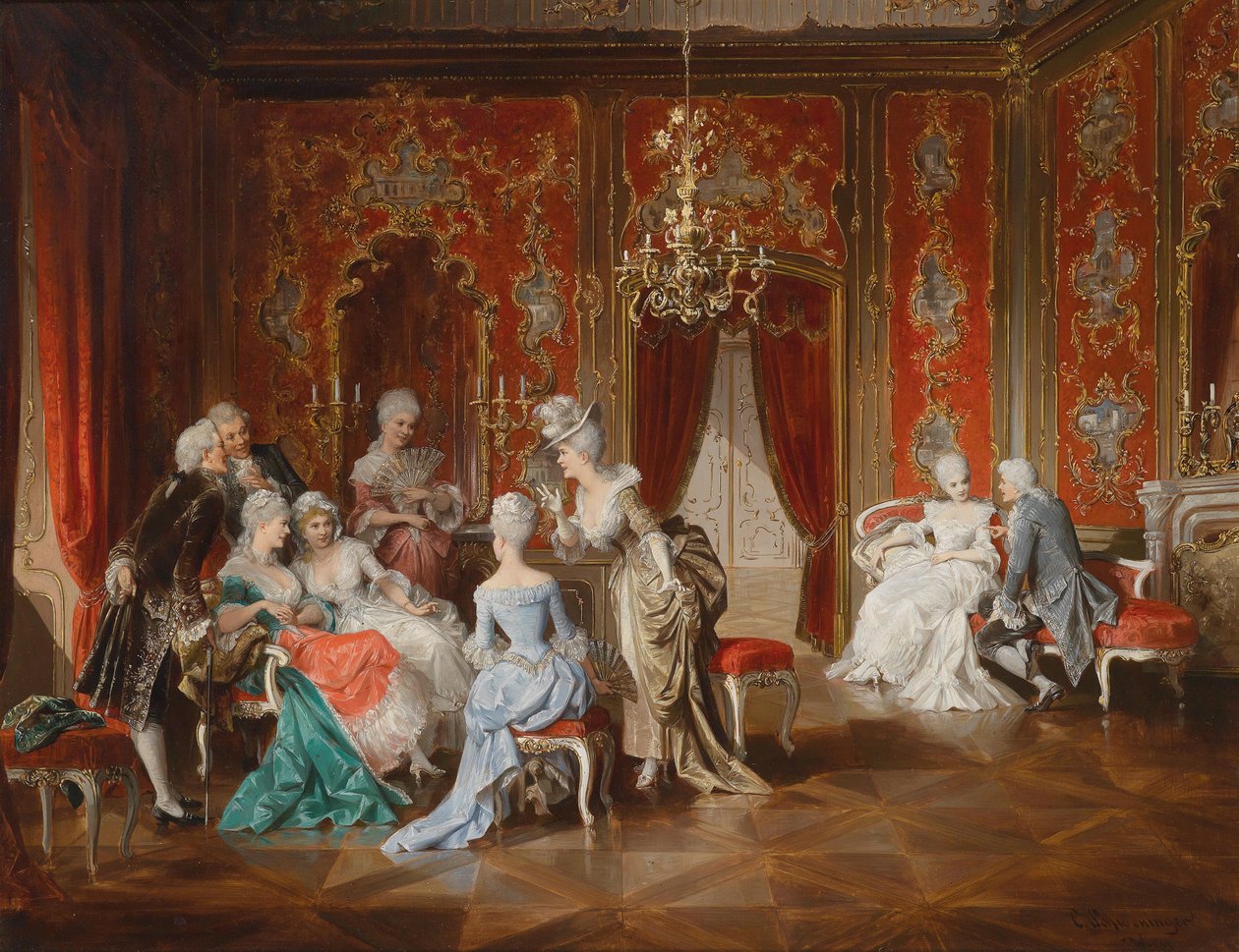 Gossip in the Salon by Carl Schweninger jr.