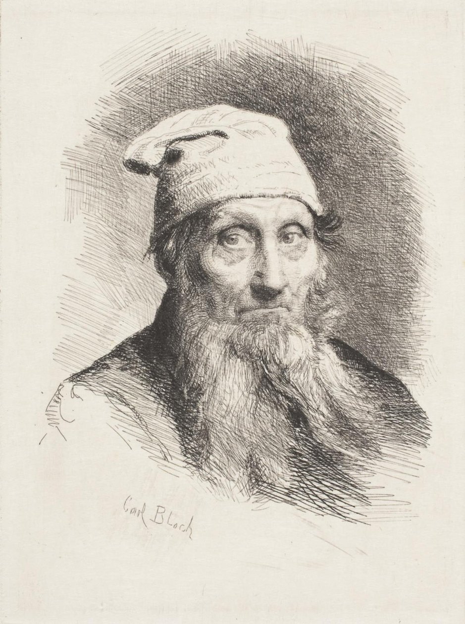 An Old Man with a Cap. Bust by Carl Bloch