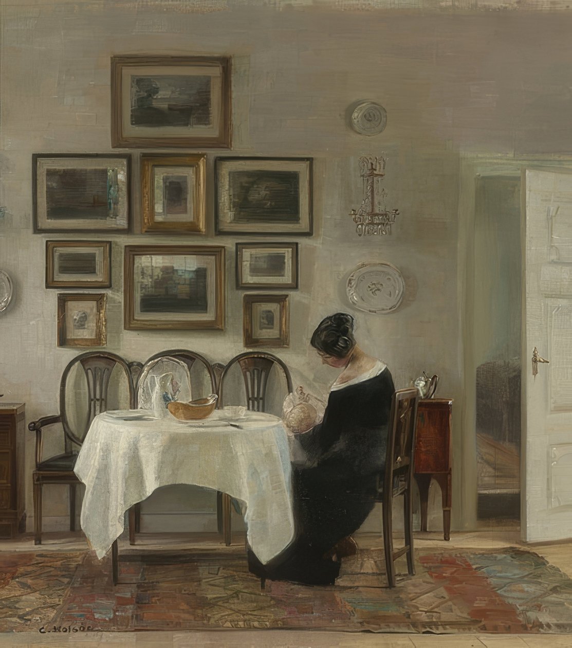 Mother and Child at the Table by Carl Holsoe