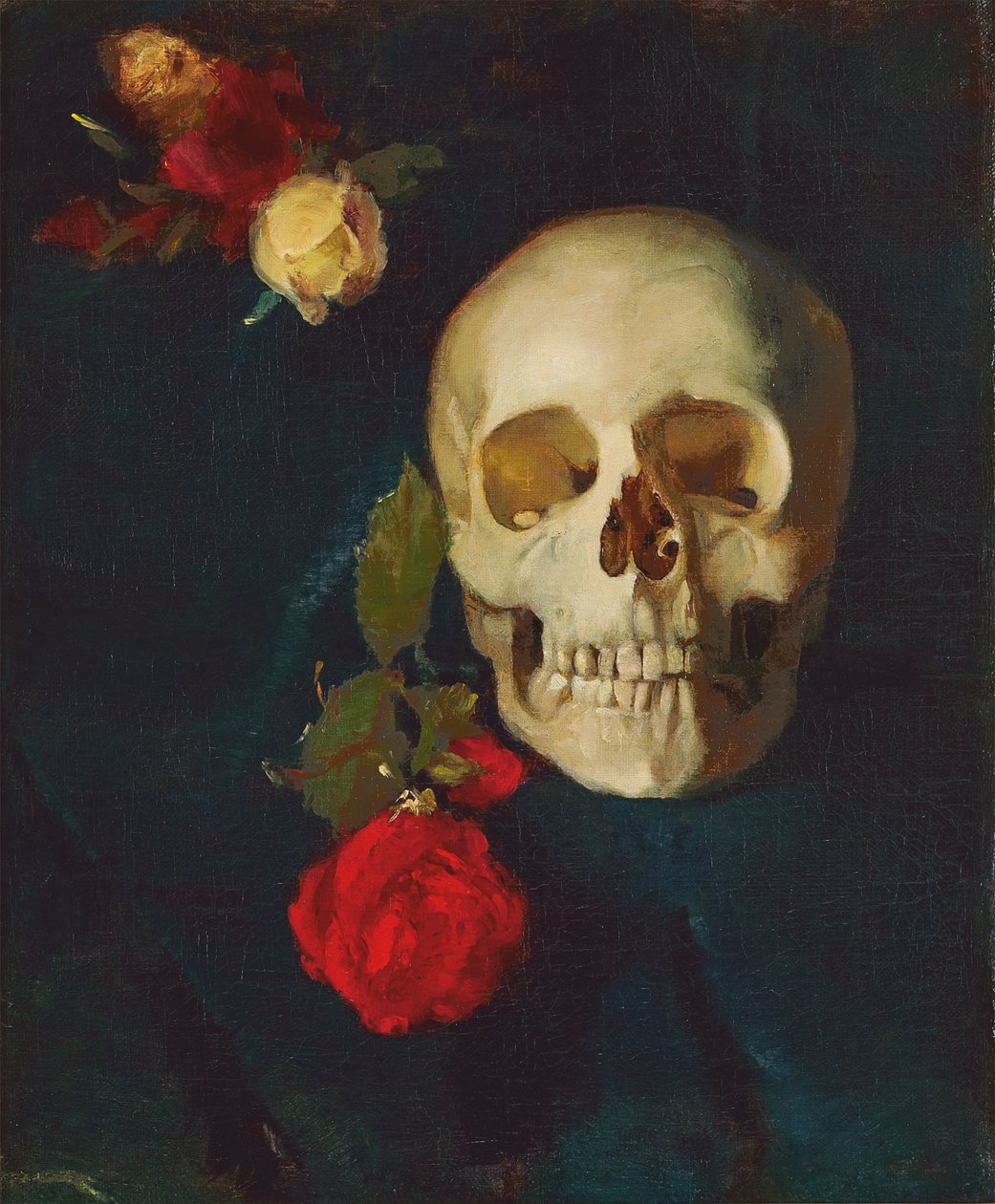Skull with Roses by Carl Schuch