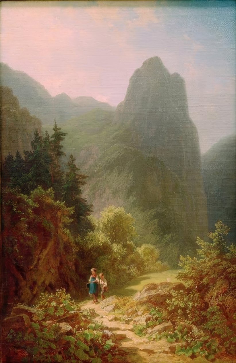 Mountain Students at Ammergauer Kofel by Carl Spitzweg