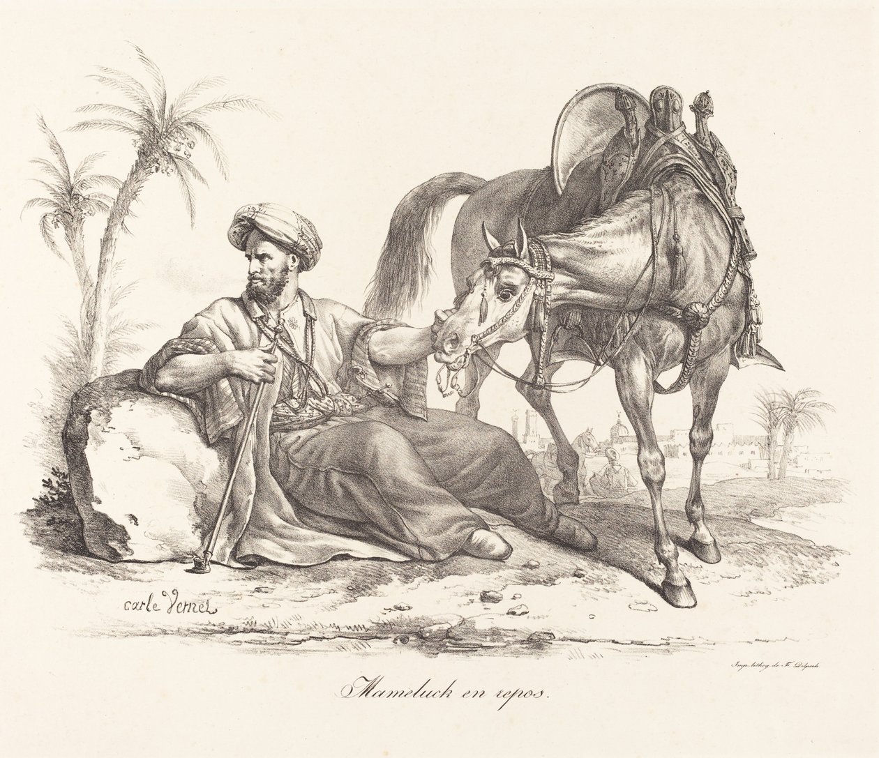 A Mameluke Resting by Carle Vernet