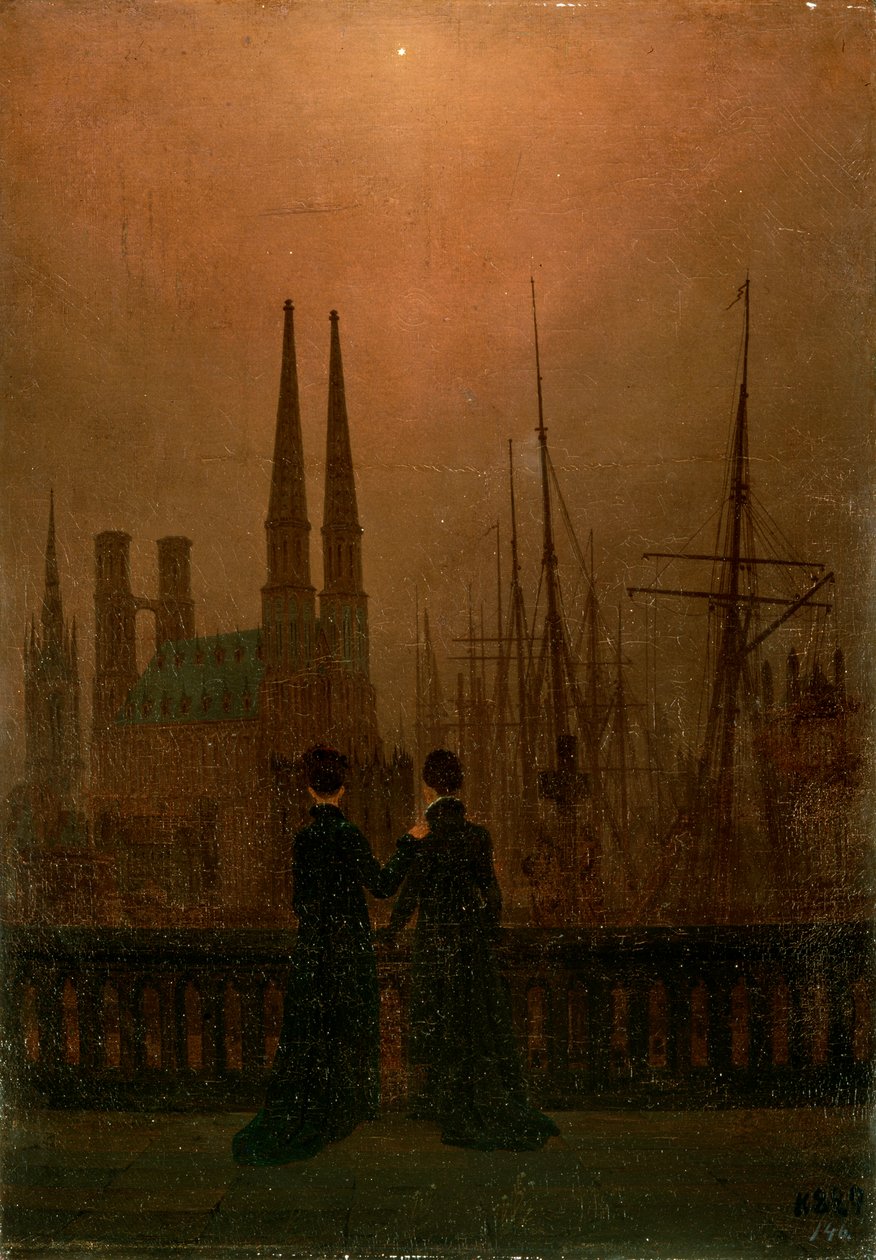 Harbour at Night Sisters by Caspar David Friedrich