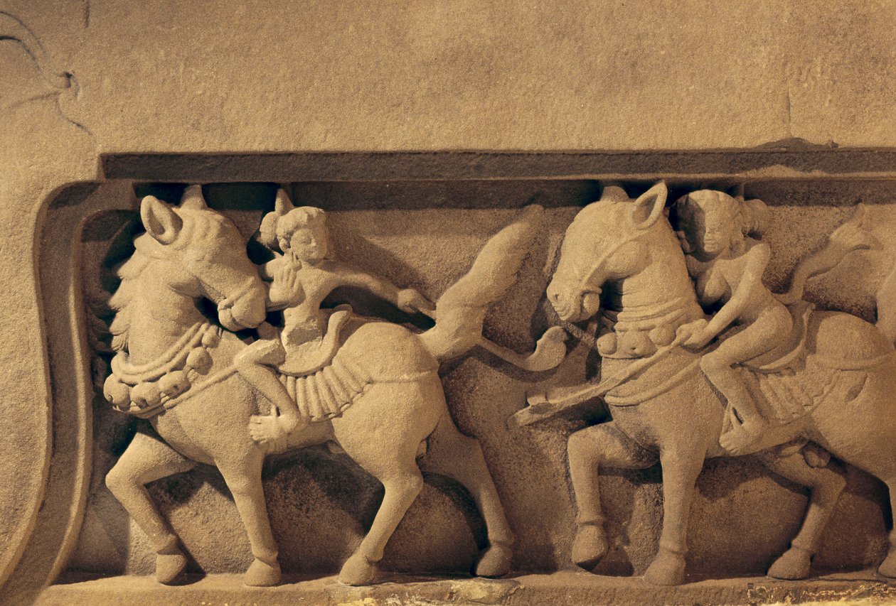 Relief of polo players, My Son style by Cham School