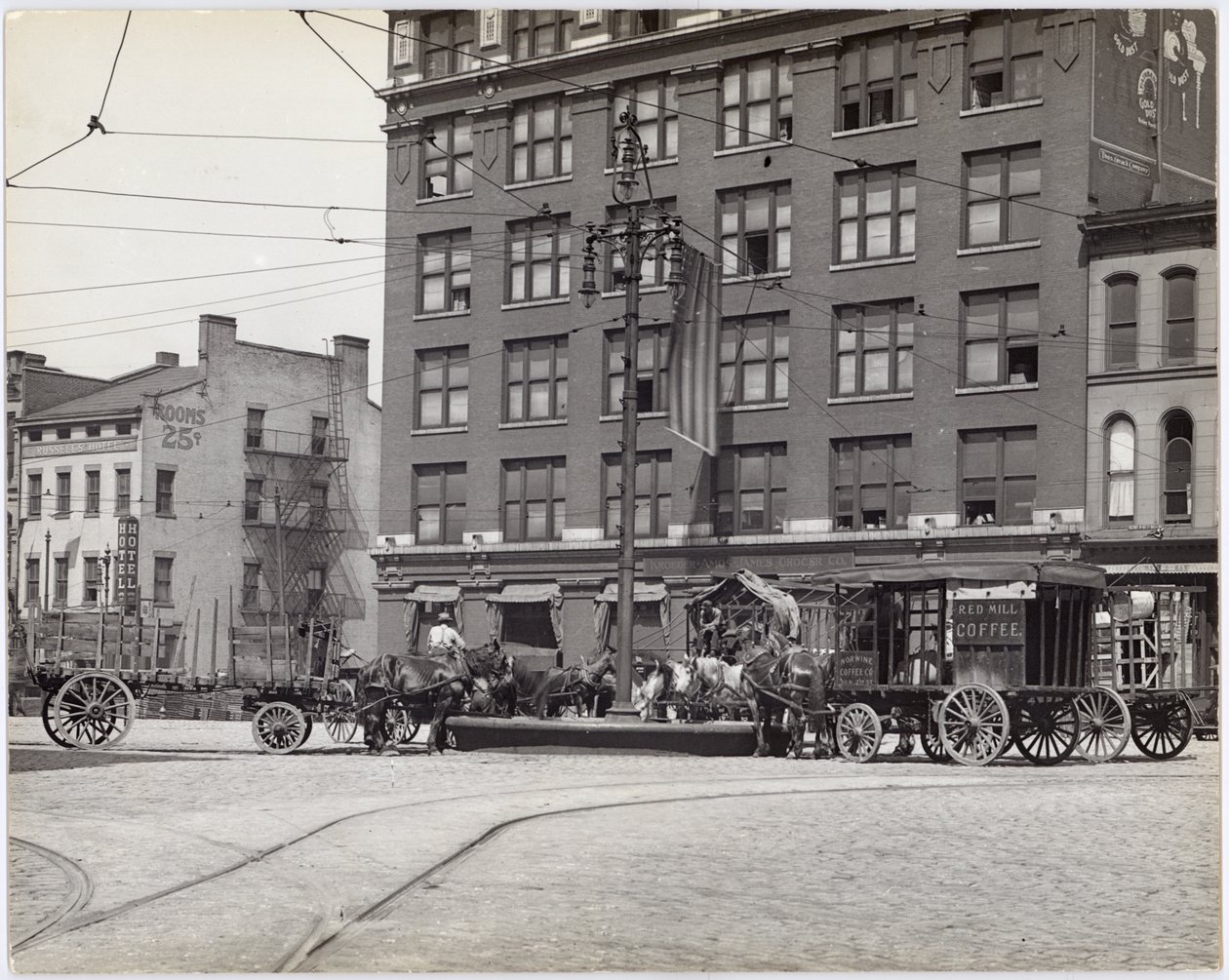 Horse Trough on 3rd Street, at Washington Avenue or Lucas Avenue by Charles Clement Holt