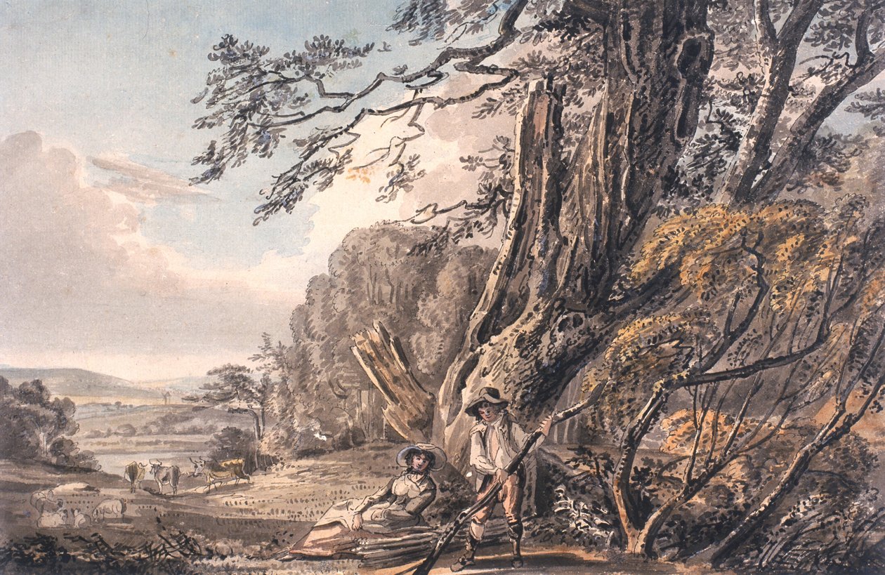 Landscape with Figures by Charles D. Waller