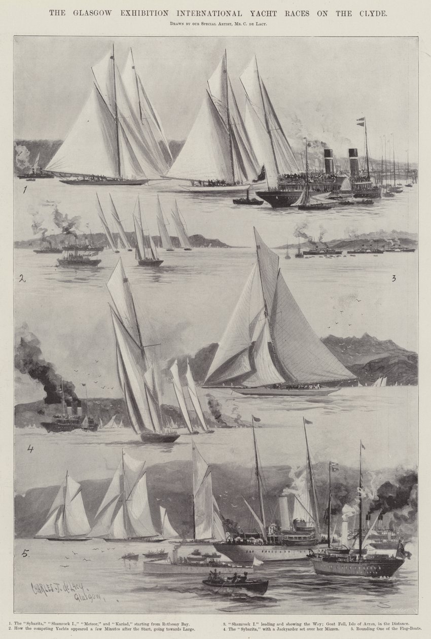 The Glasgow Exhibition International Yacht Races on the Clyde by Charles John de Lacy