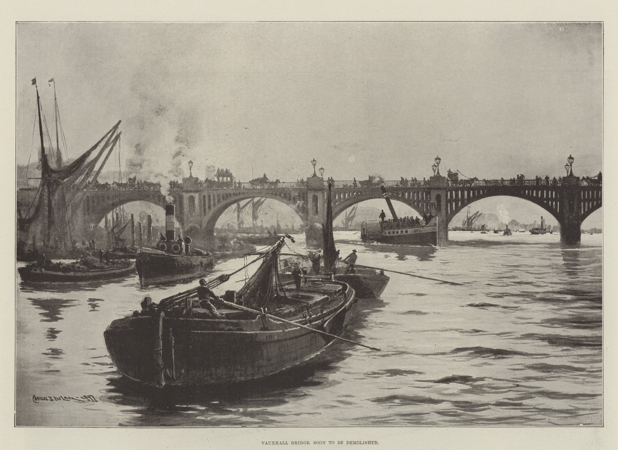 Vauxhall Bridge soon to be demolished by Charles John de Lacy