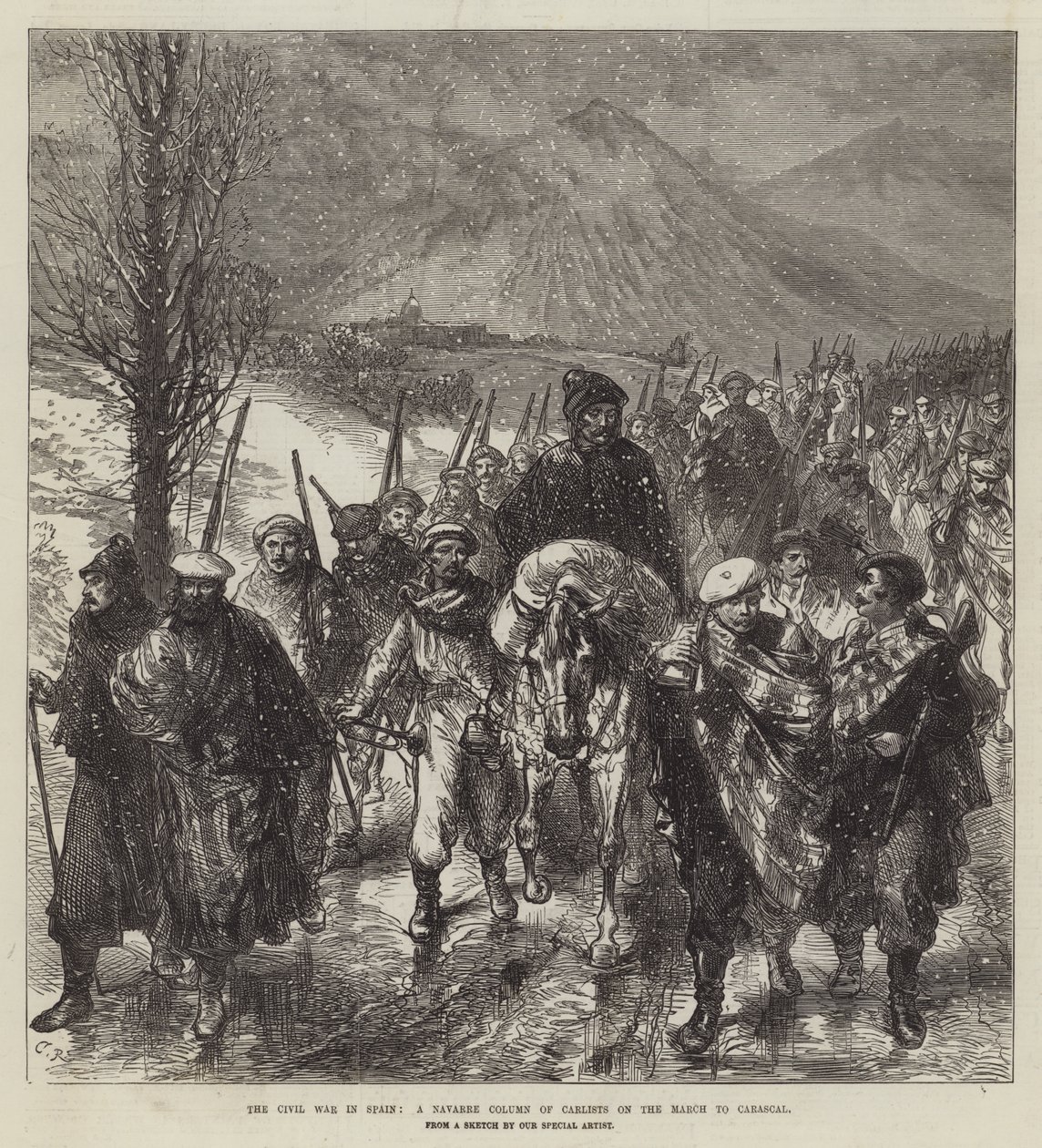 The Civil War in Spain, a Navarre Column of Carlists on the March to Carascal by Sir John Charles Robinson