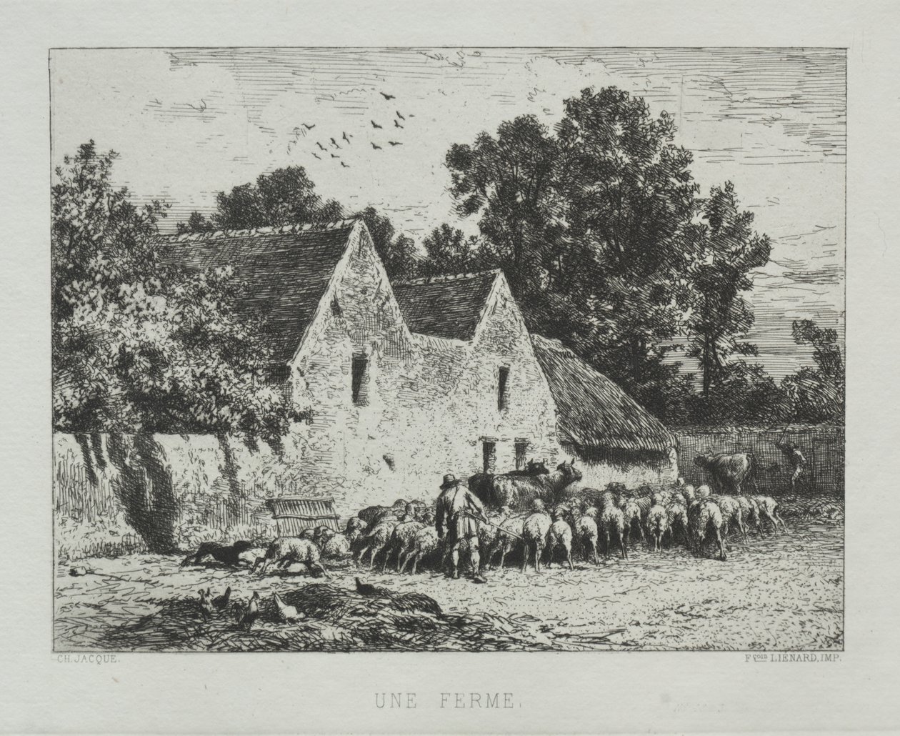 A Farmhouse by Charles Emile Jacque